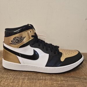 Air Jordan 1 Golf High Gold Toe DQ0660-002 Men’s Size 15 NWOB Black Gold White